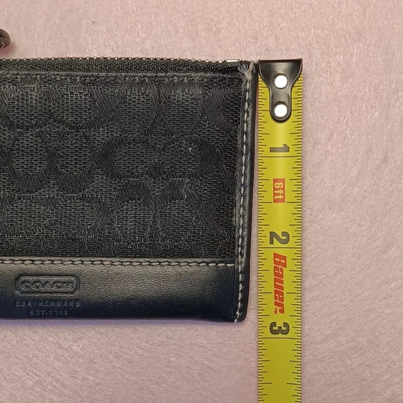 Coach Signature Horse & Carriage Mini Small Keychain Wallet Coin Purse Black - Picture 5 of 9
